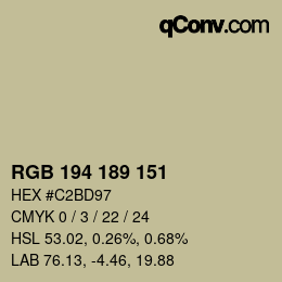 Color code: RGB 194 189 151 | qconv.com