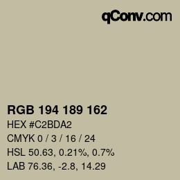 Color code: RGB 194 189 162 | qconv.com