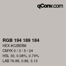 Color code: RGB 194 189 184 | qconv.com