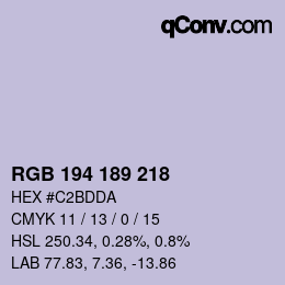 カラーコード: RGB 194 189 218 | qconv.com