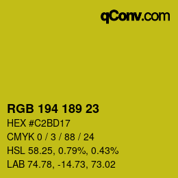 Color code: RGB 194 189 23 | qconv.com