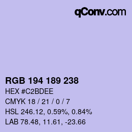 カラーコード: RGB 194 189 238 | qconv.com