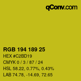 カラーコード: RGB 194 189 25 | qconv.com