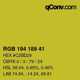 カラーコード: RGB 194 189 41 | qconv.com