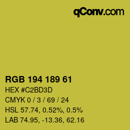 Color code: RGB 194 189 61 | qconv.com