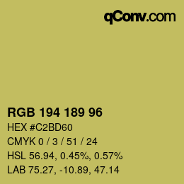 Color code: RGB 194 189 96 | qconv.com