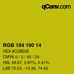 Color code: RGB 194 190 14 | qconv.com