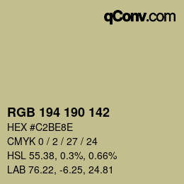 Color code: RGB 194 190 142 | qconv.com