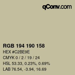 Color code: RGB 194 190 158 | qconv.com