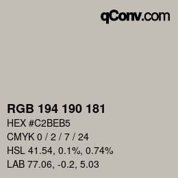 Color code: RGB 194 190 181 | qconv.com
