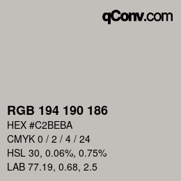 Color code: RGB 194 190 186 | qconv.com