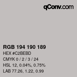 Farbcode: RGB 194 190 189 | qconv.com