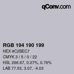 Código de color: RGB 194 190 199 | qconv.com
