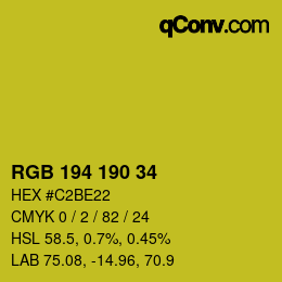 Color code: RGB 194 190 34 | qconv.com