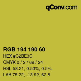 カラーコード: RGB 194 190 60 | qconv.com
