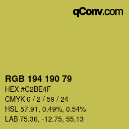 Color code: RGB 194 190 79 | qconv.com