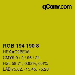 Color code: RGB 194 190 8 | qconv.com