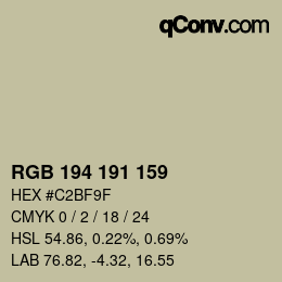 カラーコード: RGB 194 191 159 | qconv.com