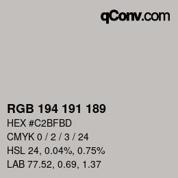 颜色代码: RGB 194 191 189 | qconv.com
