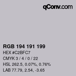 カラーコード: RGB 194 191 199 | qconv.com