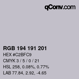 Color code: RGB 194 191 201 | qconv.com