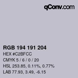 カラーコード: RGB 194 191 204 | qconv.com