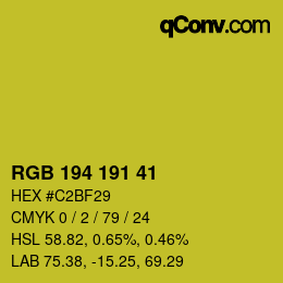 Color code: RGB 194 191 41 | qconv.com