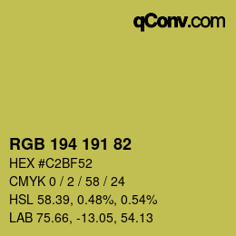 Color code: RGB 194 191 82 | qconv.com
