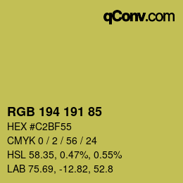 Color code: RGB 194 191 85 | qconv.com