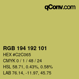 Color code: RGB 194 192 101 | qconv.com