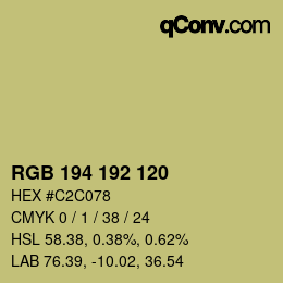 颜色代码: RGB 194 192 120 | qconv.com