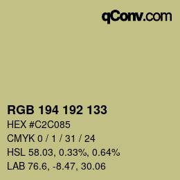 Color code: RGB 194 192 133 | qconv.com