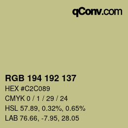 カラーコード: RGB 194 192 137 | qconv.com