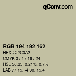 カラーコード: RGB 194 192 162 | qconv.com