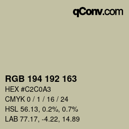 カラーコード: RGB 194 192 163 | qconv.com