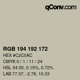 カラーコード: RGB 194 192 172 | qconv.com