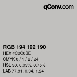 Color code: RGB 194 192 190 | qconv.com