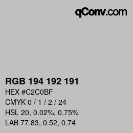 颜色代码: RGB 194 192 191 | qconv.com