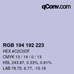 Color code: RGB 194 192 223 | qconv.com