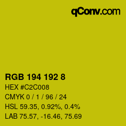 Color code: RGB 194 192 8 | qconv.com