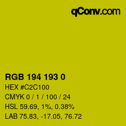 Color code: RGB 194 193 0 | qconv.com