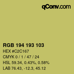 Color code: RGB 194 193 103 | qconv.com