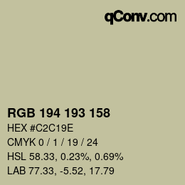 颜色代码: RGB 194 193 158 | qconv.com