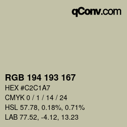 Color code: RGB 194 193 167 | qconv.com