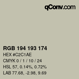 颜色代码: RGB 194 193 174 | qconv.com
