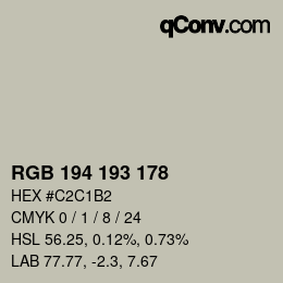 カラーコード: RGB 194 193 178 | qconv.com