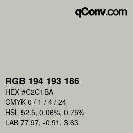 カラーコード: RGB 194 193 186 | qconv.com