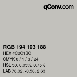 颜色代码: RGB 194 193 188 | qconv.com