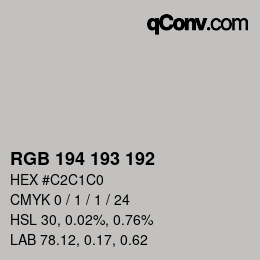 カラーコード: RGB 194 193 192 | qconv.com