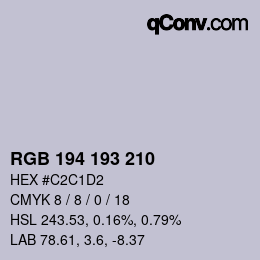 カラーコード: RGB 194 193 210 | qconv.com